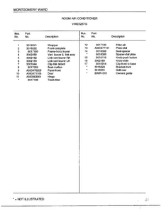 Room Air Conditioner Page 2 Diagram and Parts List for 5257G  Frigidaire Air Conditioner