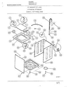 Cabinet, Top Panel, Base Diagram and Parts List for 6589-80  Frigidaire Washer