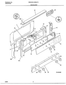 Backguard Diagram and Parts List for 285947B  Frigidaire Range
