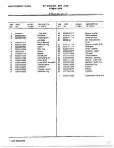 Transmission Page 2 Diagram and Parts List for 6001-80A  Frigidaire Washer