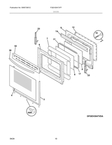 Door Diagram and Parts List for FGEH3047VFF  Frigidaire Range
