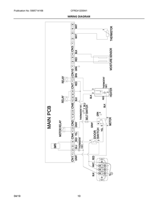 Wiring Diagram Diagram and Parts List for CFRE4120SW1  Frigidaire Dryer