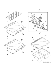 Shelves Diagram and Parts List for FFTR18G2QW2  Frigidaire Refrigerator