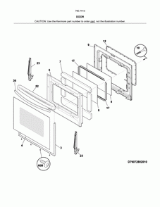 Door Diagram and Parts List for 79074134314  Kenmore Range