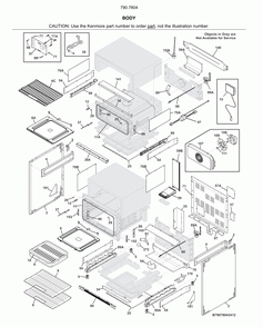 Body Diagram and Parts List for 79078049414  Kenmore Range