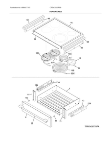 Top/drawer Diagram and Parts List for CPEH3077RFB  Frigidaire Range