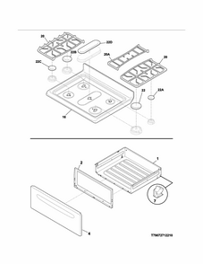Top/drawer Diagram and Parts List for 79074232311  Kenmore Range