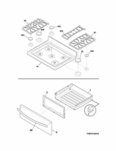Top/drawer Diagram and Parts List for 79074133311  Kenmore Range
