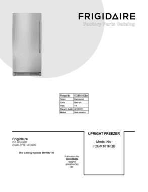 01 - COVER SHEET Diagram and Parts List for FCGM181RQBA  Frigidaire Freezer