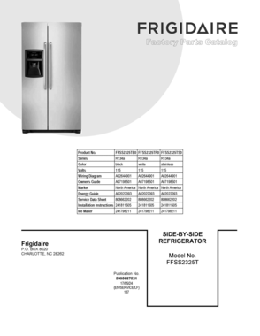01 - COVER SHEET Diagram and Parts List for FFSS2325TP0  Frigidaire Refrigerator
