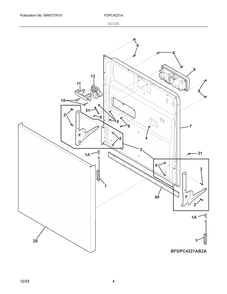 Door Diagram and Parts List for FDPC4221AB3A  Frigidaire Dishwasher