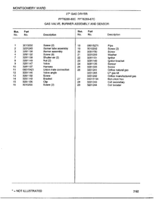 Gas Valve/burner Assembly And Sensor Page 2 Diagram and Parts List for 8289-80C  Frigidaire Dryer