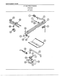 21" Gas Free Standing Page 3 Diagram and Parts List for 2129C  Frigidaire Range