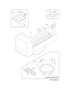 Freezer Ice Maker Diagram and Parts List for FPHF2399PF6  Frigidaire Refrigerator