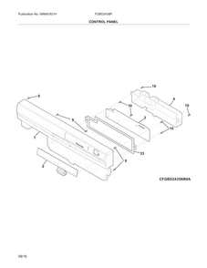 Control Panel Diagram and Parts List for FGBD2438PW9B  Frigidaire Dishwasher