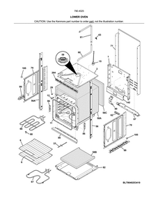 Lower Oven Diagram and Parts List for 79040252411  Kenmore Wall Oven
