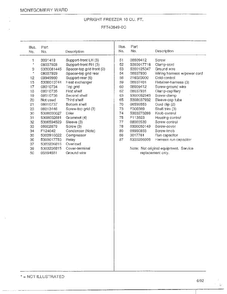 Upright Freezer 10 Cubic Feet Page 6 Diagram and Parts List for 40849-0C  Frigidaire Freezer