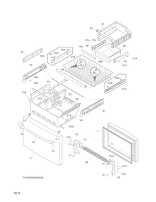 Freezer Drawer, Baskets Diagram and Parts List for EW28BS85KS8  Electrolux Refrigerator