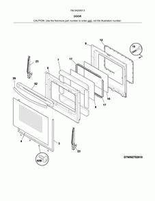 Door Diagram and Parts List for 79094209313  Kenmore Range