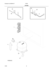 System Diagram and Parts List for CFO96  Frigidaire Freezer