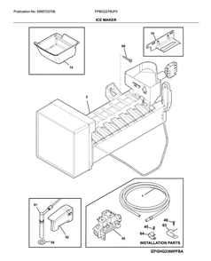 Ice Maker Diagram and Parts List for FPBG2278UF5  Frigidaire Refrigerator