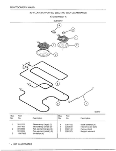 Element Diagram and Parts List for 4899A  Frigidaire Range