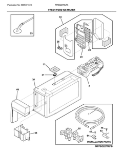 Fresh Food Ice Maker Diagram and Parts List for FPBC2278UF5  Frigidaire Refrigerator