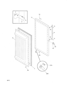 Door Diagram and Parts List for KFS220RHY2  Kelvinator Freezer