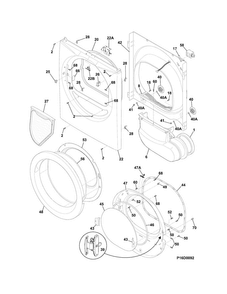 Front Panel/lint Filter Diagram and Parts List for CFQE5000QW0  Frigidaire Dryer