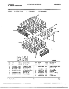 24" Built In Dishwasher Page 11 Diagram and Parts List for 787  Frigidaire Dishwasher