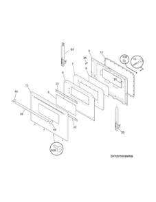 Door Diagram and Parts List for FFGF3005MWB  Frigidaire Range