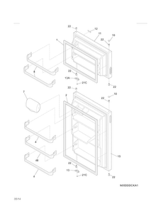 Doors Diagram and Parts List for 2536181401E  Kenmore Refrigerator