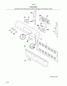 Backguard Diagram and Parts List for 79094192313  Kenmore Range