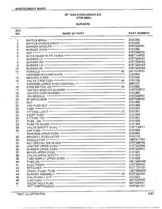 30" Gas Over/under Burners Page 2 Diagram and Parts List for 3468A  Frigidaire Range
