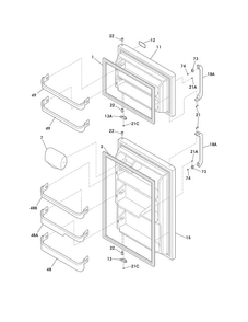Doors Diagram and Parts List for FFHT1725LKC  Frigidaire Refrigerator