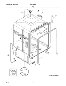 Tub Diagram and Parts List for FFBD2404NB7C  Frigidaire Dishwasher