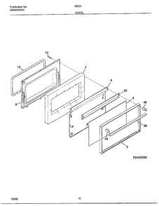 Door Diagram and Parts List for 282240C  Frigidaire Range