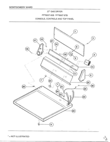 Console/controls And Top Panel Diagram and Parts List for 8007B  Frigidaire Dryer