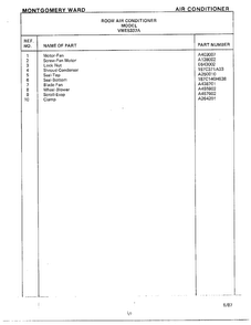 Room Air Conditioner Page 6 Diagram and Parts List for 5337A  Frigidaire Air Conditioner