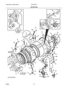 Motor/Tub Diagram and Parts List for ELFW7537AW1  Frigidaire Washer