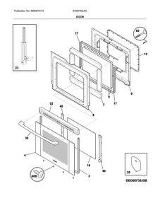 Door Diagram and Parts List for EI30IF40LSC  Electrolux Range
