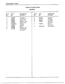 Room Air Conditioner Page 6 Diagram and Parts List for 5057B  Frigidaire Air Conditioner