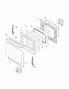 Door Diagram and Parts List for 79072602013  Kenmore Range
