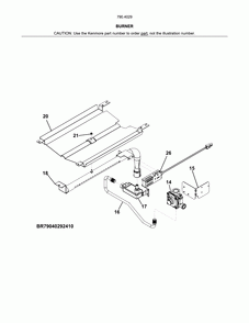 Burner Diagram and Parts List for 79040292412  Kenmore Wall Oven