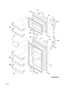 Doors Diagram and Parts List for FFTR1715LWZ  Frigidaire Refrigerator