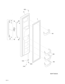 Freezer Door Diagram and Parts List for FFSS2614QE1A  Frigidaire Refrigerator