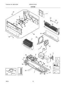 System Diagram and Parts List for GRMC2273CD01  Frigidaire Refrigerator