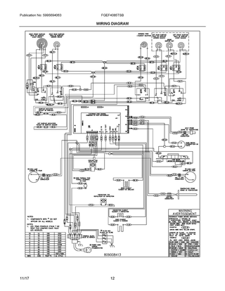 Wiring Diagram Diagram and Parts List for FGEF4085TSB  Frigidaire Range