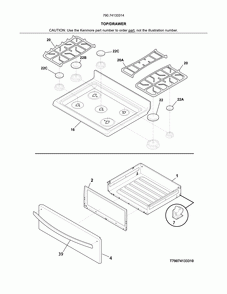 Top/drawer Diagram and Parts List for 79074133314  Kenmore Range