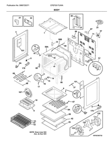 Body Diagram and Parts List for CFEF3017UWA  Frigidaire Range
